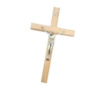 Watreketal Sculpture De Croix Murale Religieuse Élégante 4.52x7.87 Pouces Bois Robuste Métal Décoration Maison Basée sur La Foi Symboles Foi pour Murs