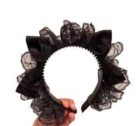 Watreketal Serre Tete,Bandeau à cheveux plissé en dentelle pour femme, double nœud, décoration pour cosplay, sorcière, pour adultes et adolescents