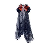 Watreketal Serre Tete,Bandeau à thème d'Halloween Jour de la mort Crâne Fleur Voile Bandeau Costume de Cosplay Coiffe Adulte Festival Décoration de cheveux