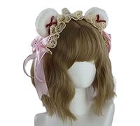 Watreketal Serre Tete,Bandeau de dessin animé en forme d'oreille d'ours, serre-tête en peluche, bandeau pour femmes, accessoires de costume de fête Cosplay, unisexe