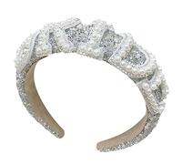 Watreketal Serre Tete,Bandeau élégant avec perle blanche pour mariée, couronne de mariage brillante avec lettre BRIDE en perles blanches pour femme, fournitures de mariage