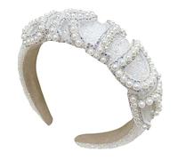 Watreketal Serre Tete,Bandeau élégant avec perle blanche pour mariée, couronne de mariage brillante avec lettre BRIDE en perles blanches pour femme, fournitures de mariage