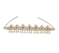 Watreketal Serre Tete,Chaîne de tête de mariage arabe avec strass, diadèmes ethniques creux, chaîne de tête, chaîne de front, ornement de cheveux de front en cristal