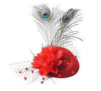 Watreketal Serre Tete,Chapeau bibi vintage en maille à plumes de paon pour costume de mariage de fête de thé, chapeau de pilulier polyvalent, couvre-chef de mariage