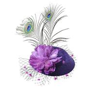 Watreketal Serre Tete,Chapeau bibi vintage en maille à plumes de paon pour costume de mariage de fête de thé, chapeau de pilulier polyvalent, couvre-chef de mariage