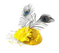 Watreketal Serre Tete,Chapeau bibi vintage en maille à plumes de paon pour costume de mariage de fête de thé, chapeau de pilulier polyvalent, couvre-chef de mariage