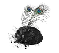 Watreketal Serre Tete,Chapeau bibi vintage en maille à plumes de paon pour costume de mariage de fête de thé, chapeau de pilulier polyvalent, couvre-chef de mariage