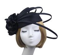 Watreketal Serre Tete,Chapeau fascinateur TeaParty chapeau vintage pour femmes chapeau de fleur en maille chapeau de robe chapeau de mariage féminin melons