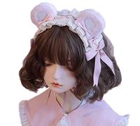 Watreketal Serre-tête, Cosplay Ours Plissé Dentelle Cheveux Hoop Femme Ours Oreille Forme Maquillage Bandeau pour Prendre Photo Accessoires Cheveux Multicolore
