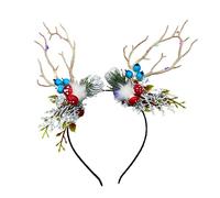 Watreketal Serre-tête lumineux LED en bois de Noël avec cornes d'élan et de cerf pour femme
