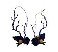Watreketal Serre Tete,Serre-tête gothique clignotant en forme de bois de cerf pour enfants et adultes, déguisement de fête, bandeau lumineux du jour de la mort, accessoires d'Halloween