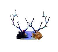 Watreketal Serre Tete,Serre-tête gothique clignotant en forme de bois de cerf pour enfants et adultes, déguisement de fête, bandeau lumineux du jour de la mort, accessoires d'Halloween