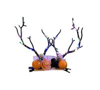 Watreketal Serre Tete,Serre-tête gothique clignotant en forme de bois de cerf pour enfants et adultes, déguisement de fête, bandeau lumineux du jour de la mort, accessoires d'Halloween
