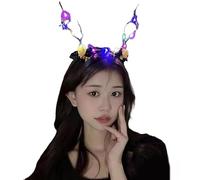 Watreketal Serre Tete,Serre-tête gothique clignotant en forme de bois de cerf pour enfants et adultes, déguisement de fête, bandeau lumineux du jour de la mort, accessoires d'Halloween