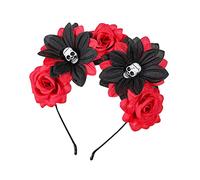 Watreketal Serre-tête, tête de mort, diadèmes d'Halloween et couronnes de fleurs, bandeau de fleurs de rose, couronne de fleurs