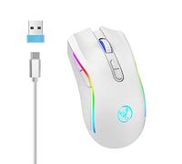 Watreketal T69 2 4G Mice WIRESSE Mice sans Fil Portable PORTATIQUE Monde Gaming 4800DPI pour Business Travail Office Home School Gift RVB Souris Illuminée