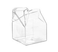 Watreketal Tasses en verre transparent en forme de boîte à lait, verres à cocktails, récipients carrés, pour étudiants, boissons, thé, petit déjeuner et thé de l'après-midi