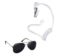 Watreketal Tenues D'habillage 'agent Secret Y Compris Des Lunettes Noires Un Écouteur Et Une Épingle 'insigne Garde De Sécurité Costume Cosplay Pour Adultes Des Lunettes Soleil Noires Pour Le