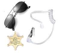 Watreketal Tenues D'habillage 'agent Secret Y Compris Des Lunettes Noires Un Écouteur Et Une Épingle 'insigne Garde De Sécurité Costume Cosplay Pour Adultes Des Lunettes Soleil Noires Pour Le