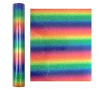 Watreketal Transfert de chaleur coloré arc-en-ciel thermocollant à motif paillettes pour T-shirts