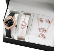 Watreketal Watch Élégant Avec Collier De Pendentif Assorti Bouchons Butfly Goucles D'oreilles Bijoux Texture Alliage Texture Quotidienne