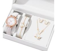 Watreketal Watch Élégant Avec Collier De Pendentif Assorti Bouchons Butfly Goucles D'oreilles Bijoux Texture Alliage Texture Quotidienne