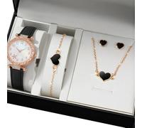 Watreketal Watch Élégant Avec Collier De Pendentif Assorti Bouchons Butfly Goucles D'oreilles Bijoux Texture Alliage Texture Quotidienne