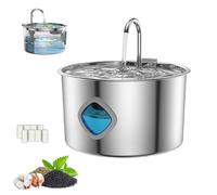 Watrify Cat Fountain, 3.2L/108OZ Ultra-Quiet Automatic Stainless Steel Pet Water Dispenser, 4-Stage Filtration/Super Quiet/Automatic Circulating, for Dogs,Cats, Small Animal (1PCS+2filters)