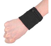 Watris Veiyi Sac de poignet de sport, bandeaux anti-transpiration avec fermeture éclair, pour homme et femme, poche à clés, porte-monnaie pour l'extérieur, randonnée, course à pied, vélo (noir)