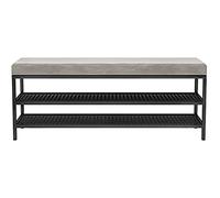 WatSKY Étagère à Chaussures, Banc à Chaussures avec 2 étagères en Grille, Banc, Banc de vestiaire, pour Couloir, pour entrée, Couloir, Chambre, siège jusqu'à 300 kg de capacité de Charge Noir,120x3