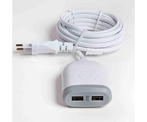 Watt-and-CO Câble d'extension de 3 m avec 2 x USB 4,8 A Charge Ultra Rapide - Blanc