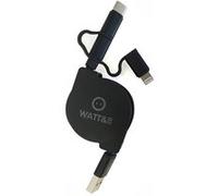Watt and Co - Câble rétractable micro/lightning/typeC Noir G