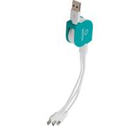 Watt and Co - Câble USB rétractable 100cm - Lightning, Micro-USB et Type-C Universel - Turquoise