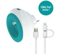 Watt and Co - Prise Bewatt avec chargeur USB - turquoise - Watt&Co G