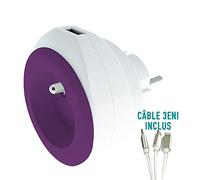 Watt and Co - Prise BEWATT + Chargeur USB Violet
