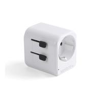 Watt&Co - Adaptateur de Voyage Universel Compact - 150 Pays Compatibles (USA, UK, Europe, Chine) - 1 Port USB-C 20W + 1 Port USB-A 18W - Charge Rapide - Fusible de Protection - Blanc