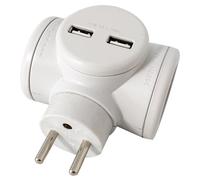 Multiprise Biplite 2X16A Rotative Et 2Xusb 2.4A Watt & Co Blanche