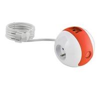 Multiprise Multimédia WATTBALL 2P 16A + 1P 6A + USB 2,1A - Rouge - Watt&Co