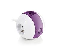 Watt&Co - Multiprise Multimédia WATTBALL 2P 16A + 1P 6A + USB 2,1A - Violette