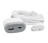 Watt & Co Rallonge câble de 3 m avec embout chargeur rapide USB-A 18W + USB-C 30W - Blanc