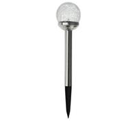 WATT & HOME-Balise solaire en verre craquelé et inox Watt & Home Perle de rosée - diamètre 8 cm