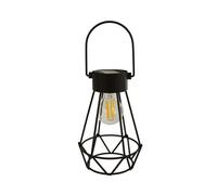 WATT & HOME-Lanterne Britt métal et verre noir à LED blanc chaud H 17 cm