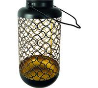 WATT & HOME-Lanterne solaire en métal doré et noir Watt&Home Bilbao - diamètre 12 x H 25 cm