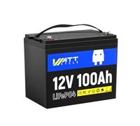 Wattcycle Battery au Lithium Lifepo4 12V 100Ah 20000 Cycles, BMS 100A IntéGré, Protection Contre les Basses TempéRatures, IdéAle pour les Camping-Cars, le Camping et le Stockage d'éNergie