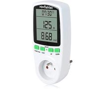 FISHTEC - Wattmètre Compteur De Consommation Électrique 16A 3680W Avec Grand Écran LCD Mesure W kWh V A Coût Énergie Mémoire Protection Surcharge Affichage Overload Suivi Dépenses Maison