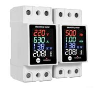 Wattmètre LCD 2pcs pour Prise Surveillance pour puissance Wattmètre | Rail Din standard, installation , boîtier PC ignifuge, mesure AC30-400V, pour idéal maison bureau