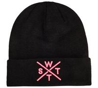Watts - Piano Cuffed Beanie Black Cross Fluo Pink - Bonnet