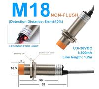 WATTSBVD Capteur de proximité inductif M8 M12 M18 M30, détecteur de métaux, 12 V CC 220 V CA NPN PNP NO NC, 2 mm, 4 mm, 8 mm(LJ18A3-8,DC NC)