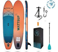 Wattsup - Sup Stand Up Paddle Gonflable F11 11' - 335x81x15cm Dropstitch - Pack Complet : Pagaie Leash Pompe Sac de Transport - Jusqu'à 150kg -Bleu