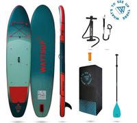 Wattsup - Sup Stand Up Paddle Gonflable F12 12' - 366x84x15cm Dropstitch - Pack Complet : Pagaie Leash Pompe Sac de Transport - Jusqu'à 150kg -Bleu